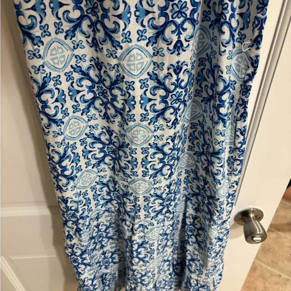 Isaac Mizrahi Blue and White Spaghetti Strap Sundress - Picture 3 of 5